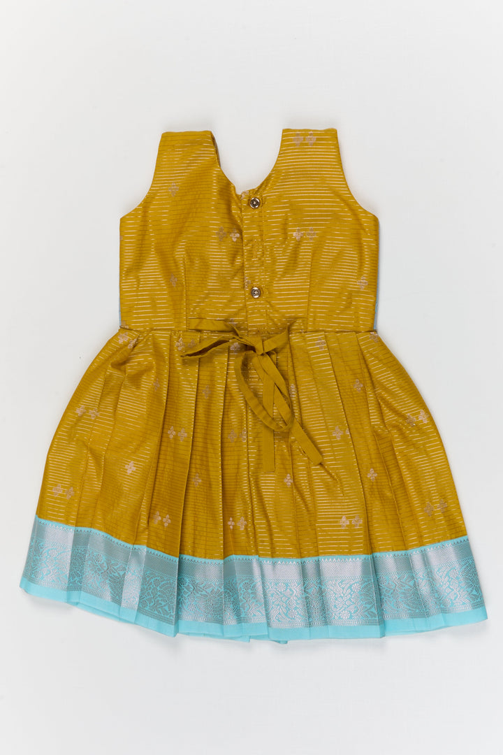 The Nesavu Girls Kanchi Silk Frock Toddler Girl Kanchipuram Silk Frock for Weddings and Festive Functions Nesavu Nesavu kanchipuram silk frock for toddler girls with pleats and festive jacket design