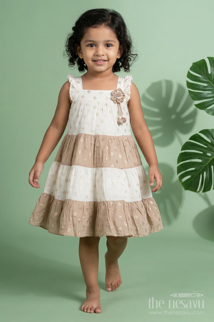 The Nesavu Girls Cotton Frock Toddler Girl Layered Frock for Festive Gatherings and Family Occasions Nesavu 20 (3Y) / Multicolor / Georgette GFC2117A-20 Nesavu toddler girl layered georgette frock with gold foil for festive occasions and birthdays