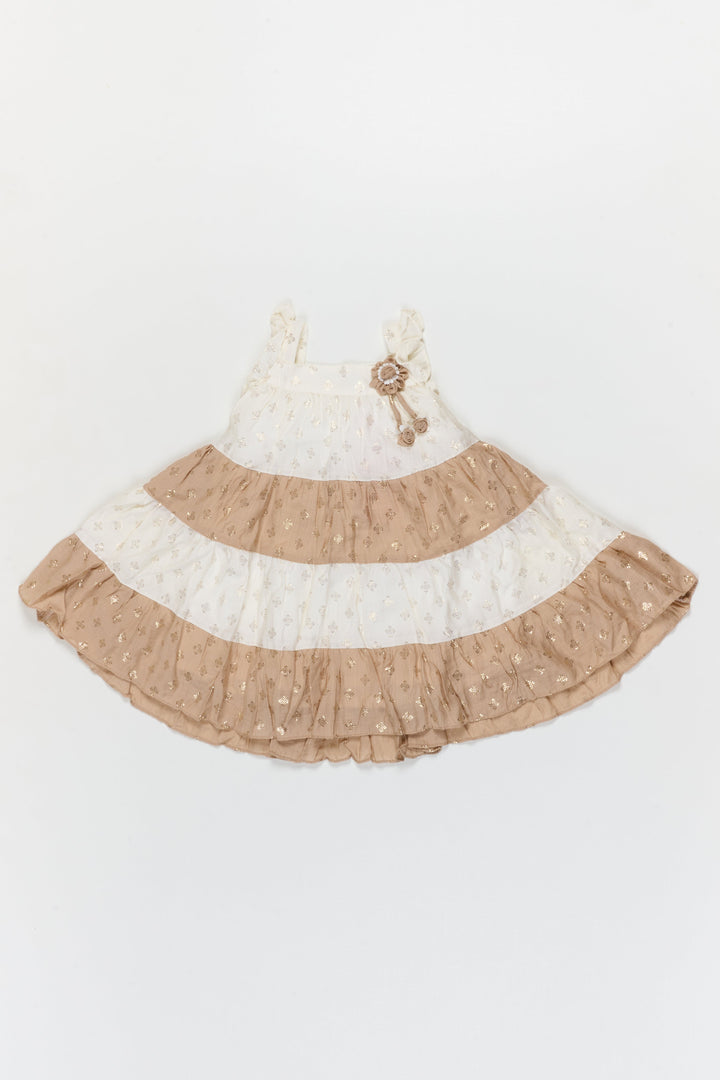 The Nesavu Girls Cotton Frock Toddler Girl Layered Frock for Festive Gatherings and Family Occasions Nesavu Nesavu toddler girl layered georgette frock with gold foil for festive occasions and birthdays