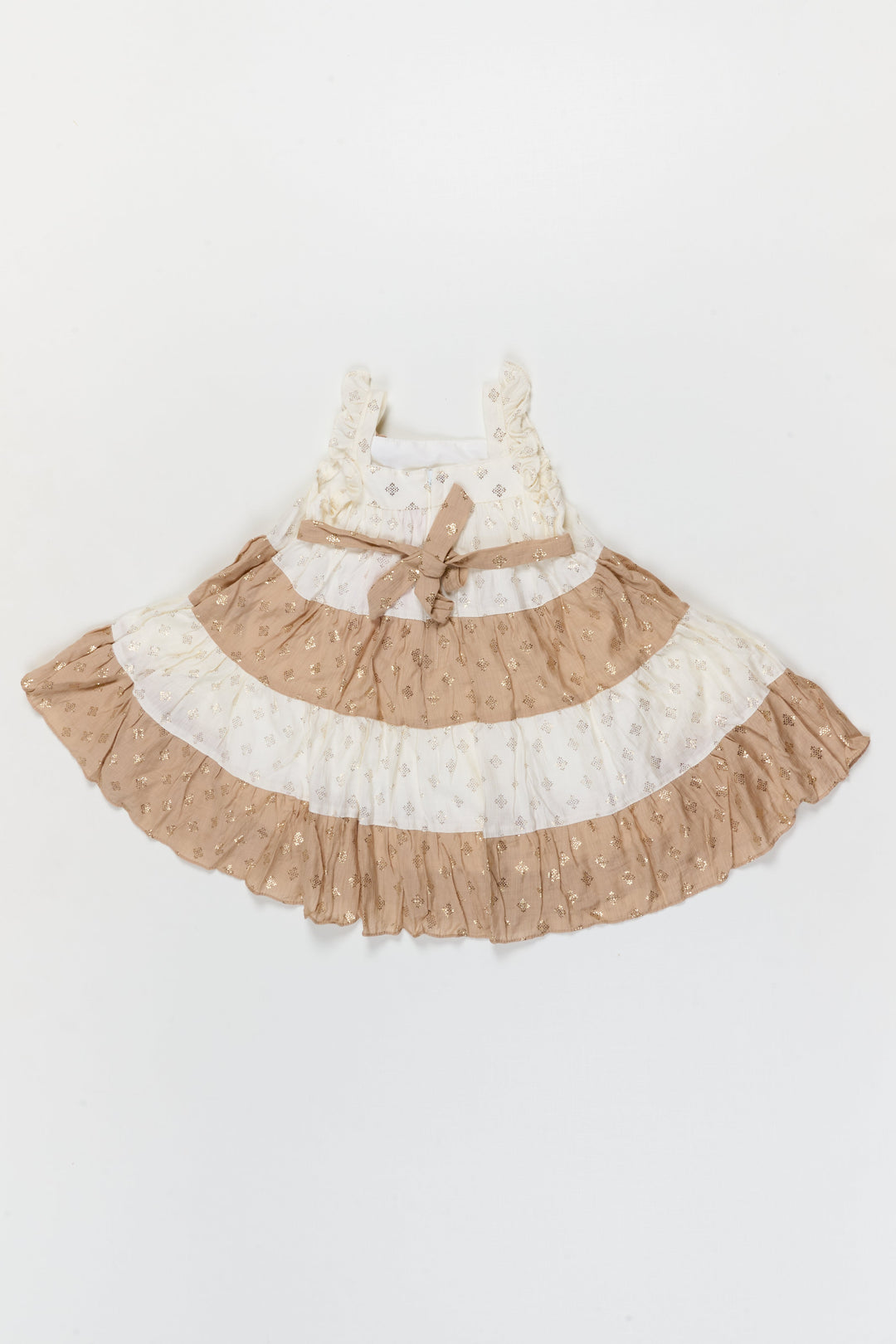 The Nesavu Girls Cotton Frock Toddler Girl Layered Frock for Festive Gatherings and Family Occasions Nesavu Nesavu toddler girl layered georgette frock with gold foil for festive occasions and birthdays