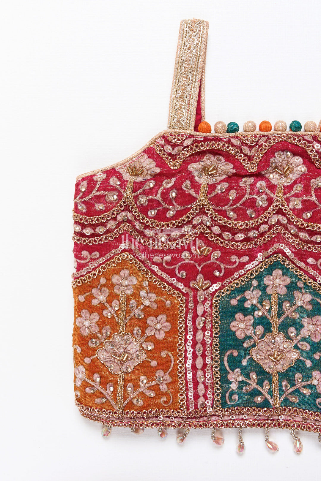 The Nesavu Girls Lehenga Choli Toddler Girl Lehenga Set for Temple Visits and Family Festivals Nesavu Nesavu toddler girl lehenga choli multicolor embroidery temple festive occasions