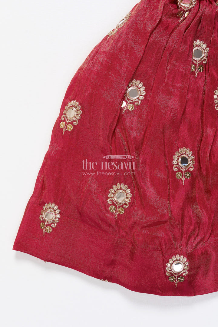The Nesavu Girls Lehenga Choli Toddler Girl Lehenga Set for Temple Visits and Family Festivals Nesavu Nesavu toddler girl lehenga choli multicolor embroidery temple festive occasions