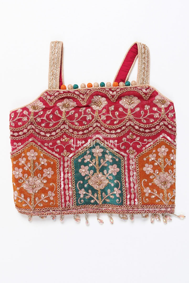 The Nesavu Girls Lehenga Choli Toddler Girl Lehenga Set for Temple Visits and Family Festivals Nesavu Nesavu toddler girl lehenga choli multicolor embroidery temple festive occasions