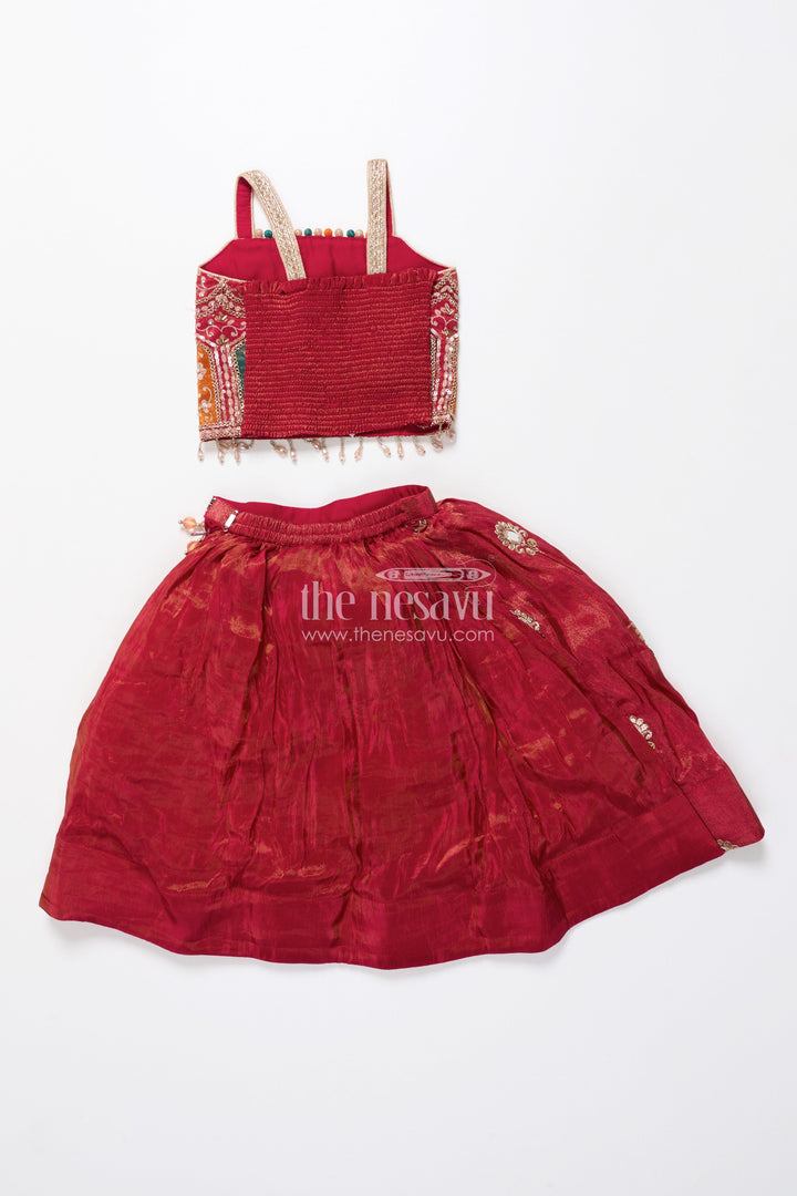 The Nesavu Girls Lehenga Choli Toddler Girl Lehenga Set for Temple Visits and Family Festivals Nesavu Nesavu toddler girl lehenga choli multicolor embroidery temple festive occasions