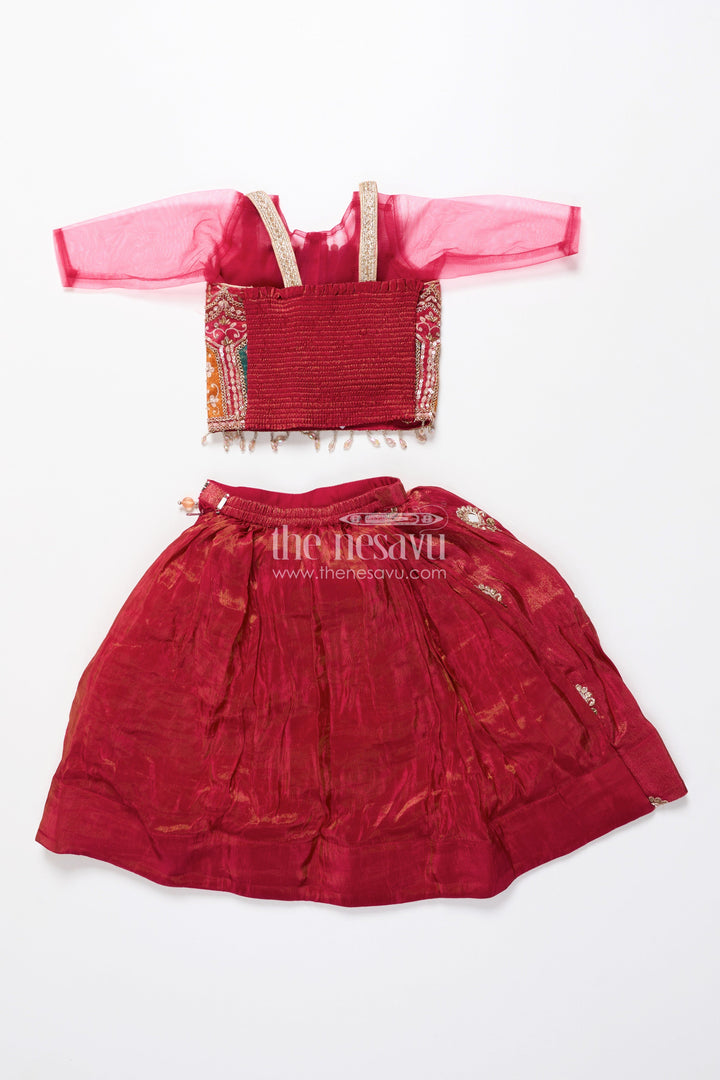The Nesavu Girls Lehenga Choli Toddler Girl Lehenga Set for Temple Visits and Family Festivals Nesavu Nesavu toddler girl lehenga choli multicolor embroidery temple festive occasions