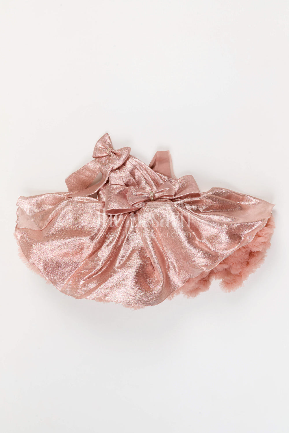 The Nesavu Girls Fancy Party Frock Toddler Girl Party Frock for Birthdays and Evening Celebrations Nesavu 16 (1Y) / Peach / Satin PF292A-16 Nesavu toddler girl shimmer satin party frock for birthdays and evening celebrations with bow detail