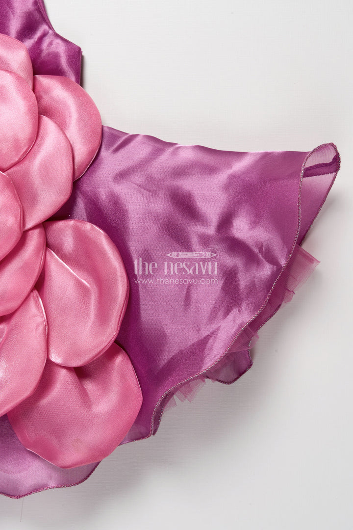 The Nesavu Girls Fancy Party Frock Toddler Girl Party Frock for Birthdays and Festive Celebrations Nesavu Nesavu toddler girl party frock floral embellishment birthdays festive events photoshoots