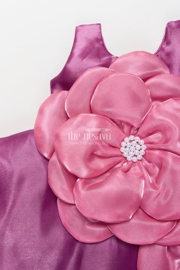 The Nesavu Girls Fancy Party Frock Toddler Girl Party Frock for Birthdays and Festive Celebrations Nesavu Nesavu toddler girl party frock floral embellishment birthdays festive events photoshoots