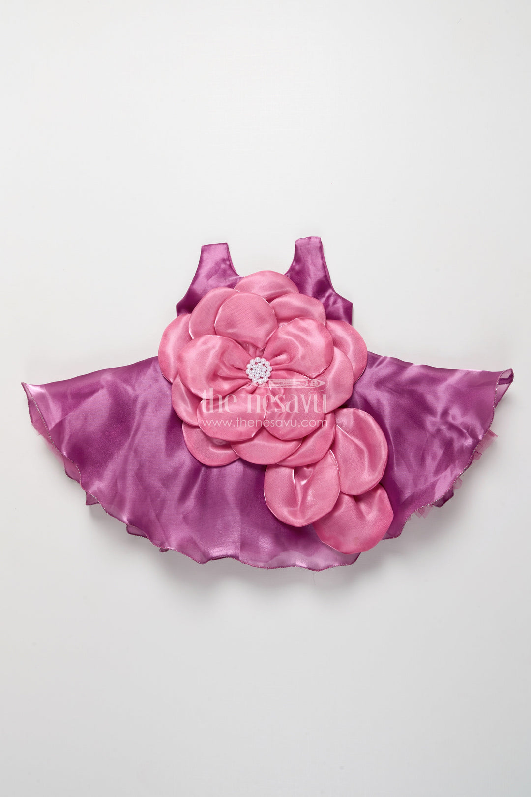 The Nesavu Girls Fancy Party Frock Toddler Girl Party Frock for Birthdays and Festive Celebrations Nesavu Nesavu toddler girl party frock floral embellishment birthdays festive events photoshoots