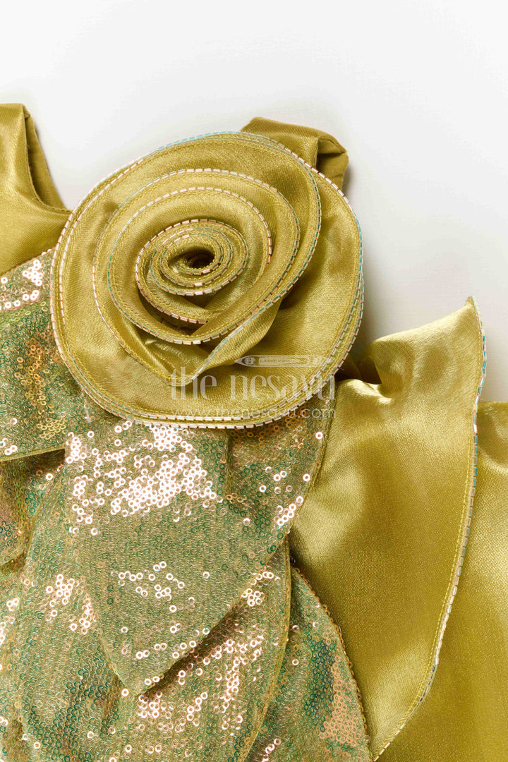 The Nesavu Girls Fancy Party Frock Toddler Girl Party Frock for Birthdays and Festive Occasions Nesavu Nesavu toddler girl satin party frock with sequin embroidery for birthdays and festive occasions