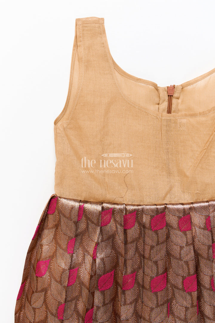 The Nesavu Pattu Pavadai Toddler Girl Pattu Pavadai for Weddings and Heritage Functions Nesavu Nesavu toddler girl pattu pavadai velvet yoke banarasi skirt wedding functions