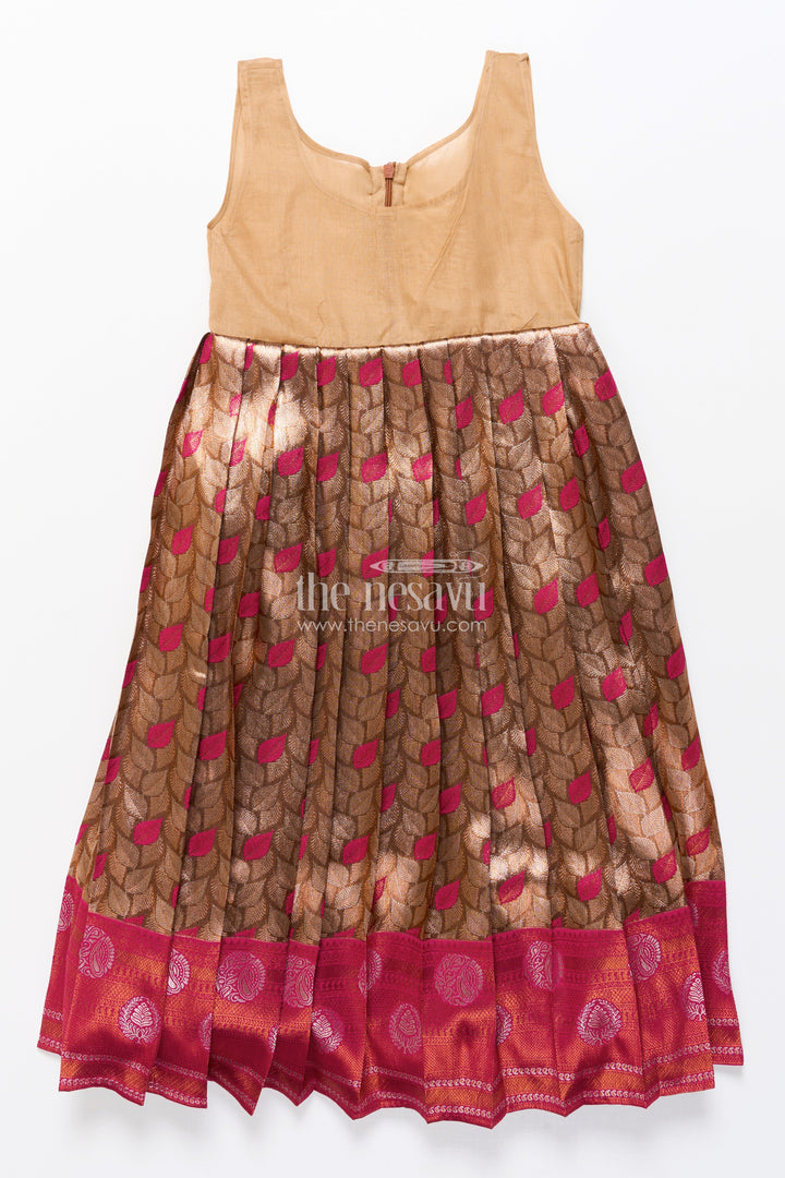The Nesavu Pattu Pavadai Toddler Girl Pattu Pavadai for Weddings and Heritage Functions Nesavu Nesavu toddler girl pattu pavadai velvet yoke banarasi skirt wedding functions