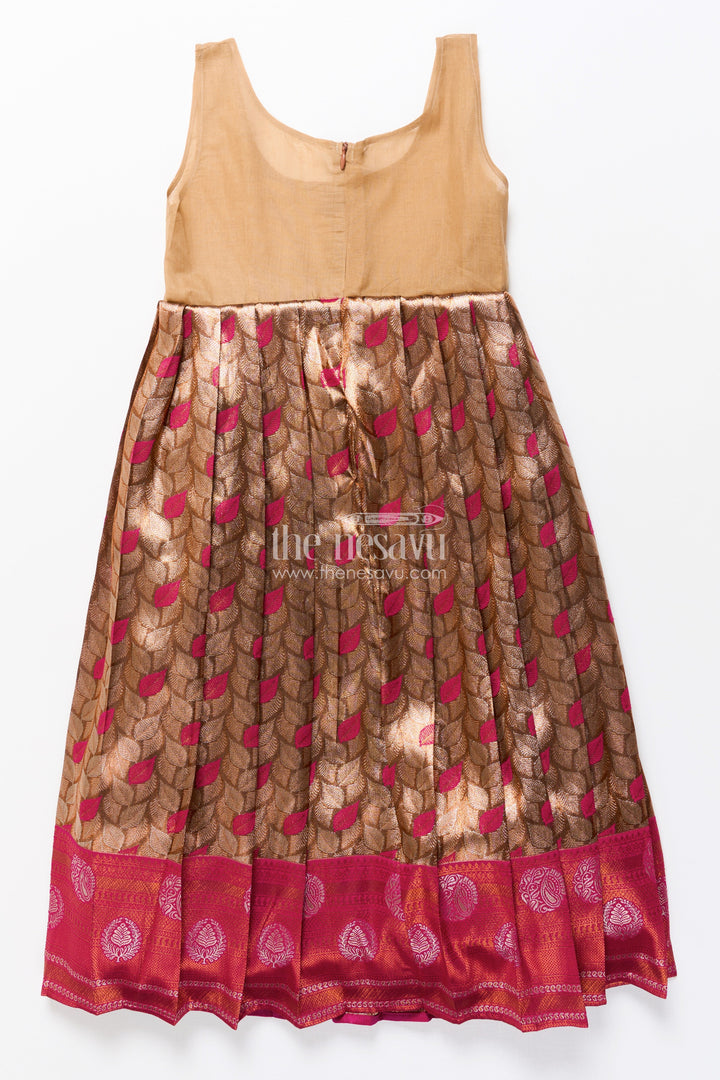The Nesavu Pattu Pavadai Toddler Girl Pattu Pavadai for Weddings and Heritage Functions Nesavu Nesavu toddler girl pattu pavadai velvet yoke banarasi skirt wedding functions