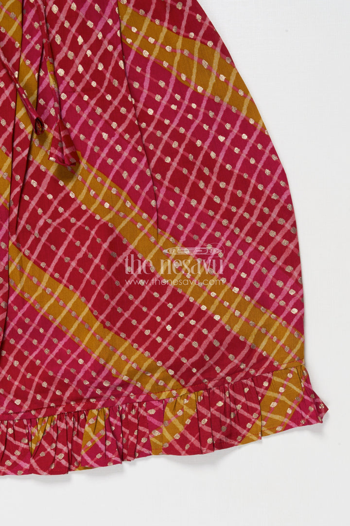 The Nesavu Girls Cotton Frock Toddler Girl Printed Modal Silk Frock for School Functions and Temple Wear Nesavu Nesavu toddler girl frock in modal silk with festive digital print for cultural events