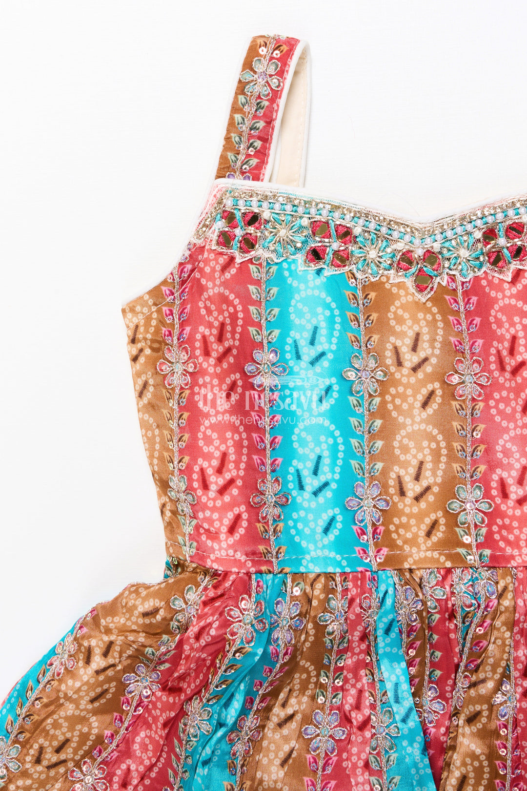 The Nesavu Girls Dothi Sets Toddler Girl Sharara Set for Birthday Celebrations and Festive Events Nesavu Nesavu toddler girl sharara set digital print embroidered tulip pants festive wear