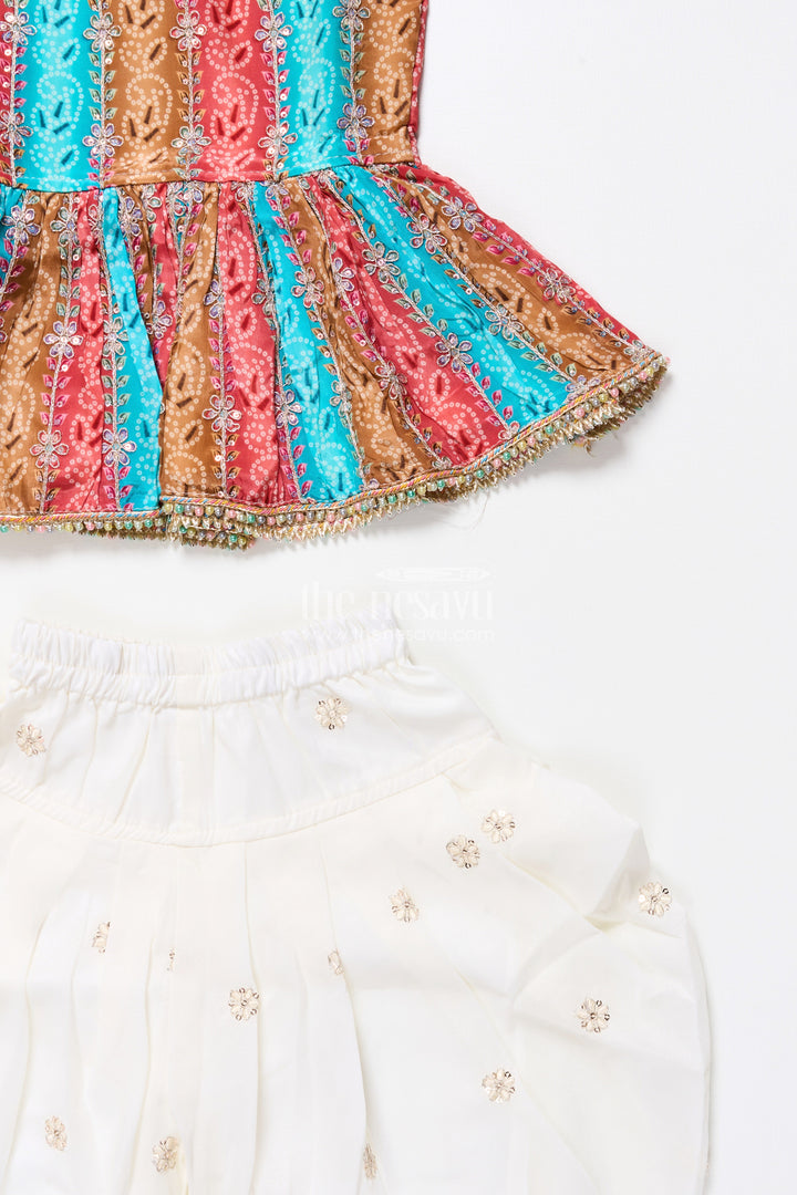 The Nesavu Girls Dothi Sets Toddler Girl Sharara Set for Birthday Celebrations and Festive Events Nesavu Nesavu toddler girl sharara set digital print embroidered tulip pants festive wear