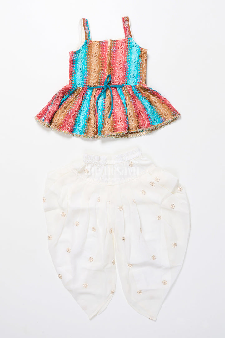 The Nesavu Girls Dothi Sets Toddler Girl Sharara Set for Birthday Celebrations and Festive Events Nesavu Nesavu toddler girl sharara set digital print embroidered tulip pants festive wear