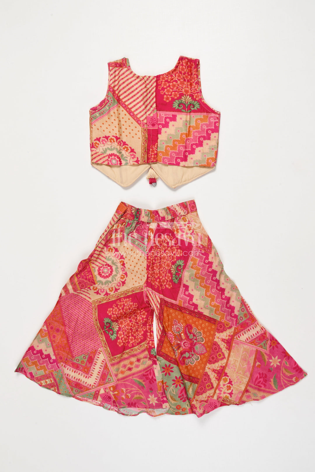 The Nesavu Girls Sharara / Plazo Set Toddler Girl Sharara Set for Ethnic Celebrations and Events Nesavu Nesavu toddler girl sharara set muslin silk weddings cultural festivities