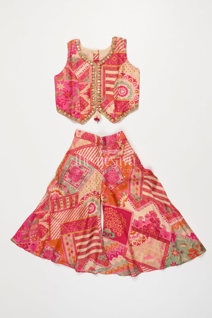 The Nesavu Girls Sharara / Plazo Set Toddler Girl Sharara Set for Ethnic Celebrations and Events Nesavu Nesavu toddler girl sharara set muslin silk weddings cultural festivities
