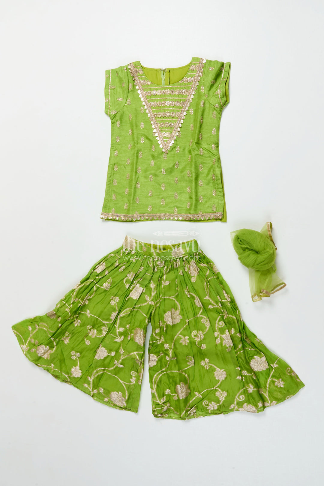 The Nesavu Girls Sharara / Plazo Set Toddler Girl Sharara Set for Weddings and Festive Occasions Nesavu Nesavu toddler girl sharara set viscose silk weddings festive functions