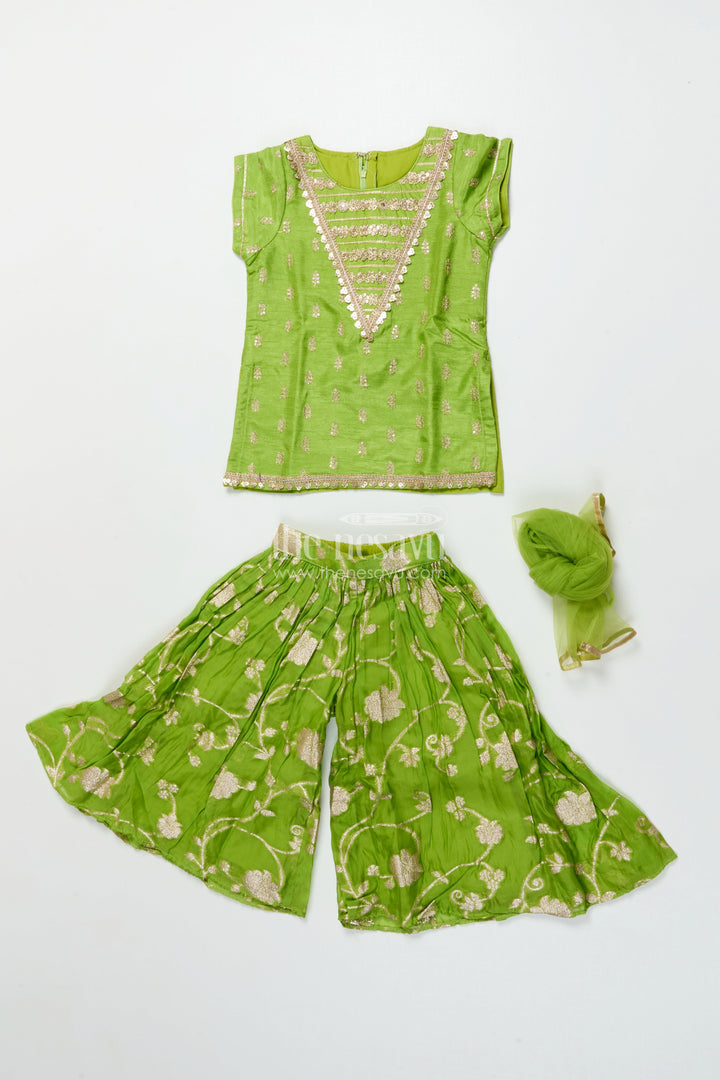 The Nesavu Girls Sharara / Plazo Set Toddler Girl Sharara Set for Weddings and Festive Occasions Nesavu Nesavu toddler girl sharara set viscose silk weddings festive functions