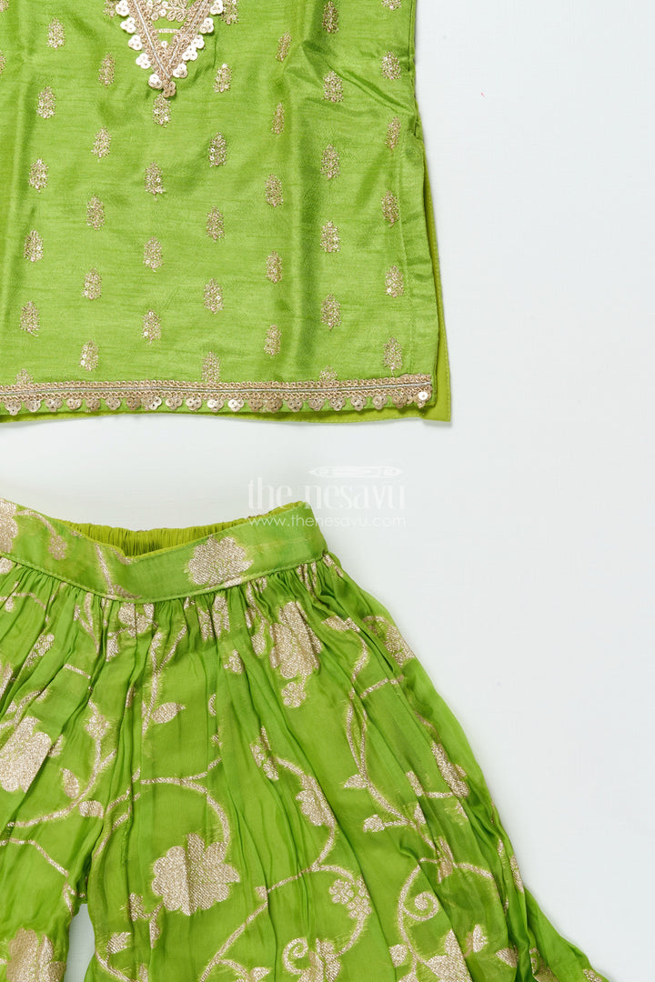 The Nesavu Girls Sharara / Plazo Set Toddler Girl Sharara Set for Weddings and Festive Occasions Nesavu Nesavu toddler girl sharara set viscose silk weddings festive functions