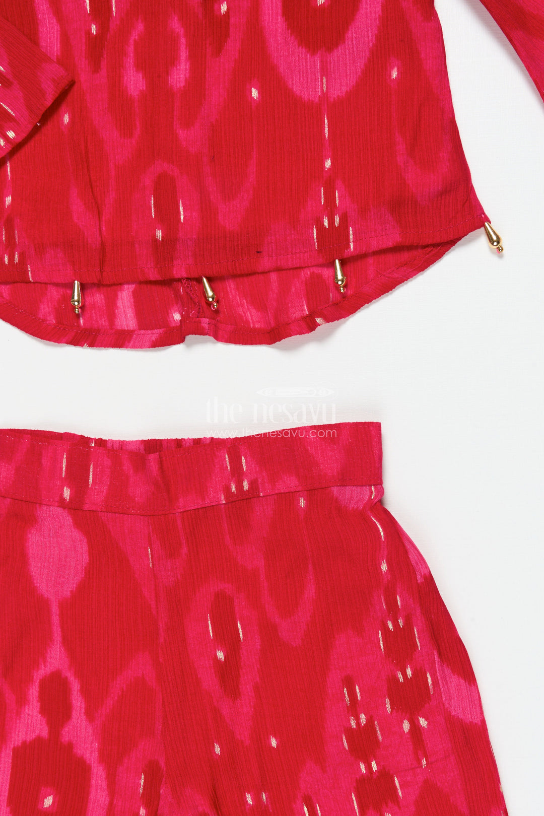 The Nesavu Girls Co-Ord Sets Toddler Girl Sharara Set In Pink Georgette for Festive Celebrations Nesavu Nesavu pink georgette sharara set toddler girls digital print  perfect festive party wear