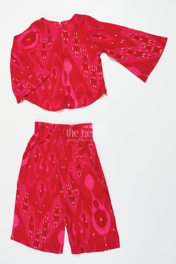 The Nesavu Girls Co-Ord Sets Toddler Girl Sharara Set In Pink Georgette for Festive Celebrations Nesavu Nesavu pink georgette sharara set toddler girls digital print  perfect festive party wear