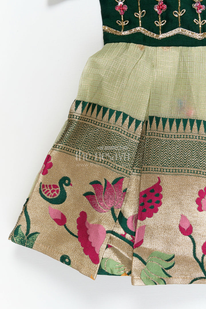 The Nesavu Silk Frock Toddler Girl Silk Frock for Birthdays and Ethnic Celebrations Nesavu Nesavu toddler silk frock with zari border and embroidery for birthdays and festive occasions