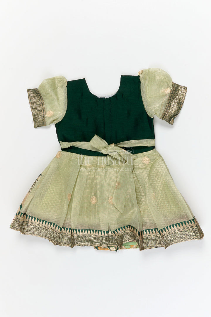 The Nesavu Silk Frock Toddler Girl Silk Frock for Birthdays and Ethnic Celebrations Nesavu Nesavu toddler silk frock with zari border and embroidery for birthdays and festive occasions