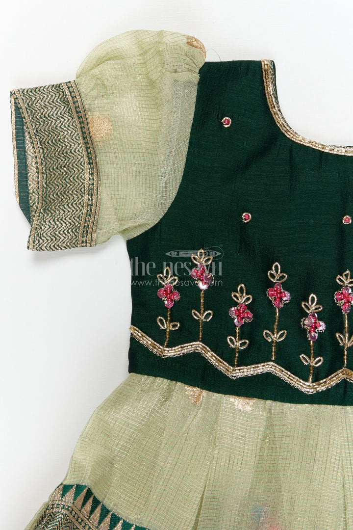 The Nesavu Silk Frock Toddler Girl Silk Frock for Birthdays and Ethnic Celebrations Nesavu Nesavu toddler silk frock with zari border and embroidery for birthdays and festive occasions
