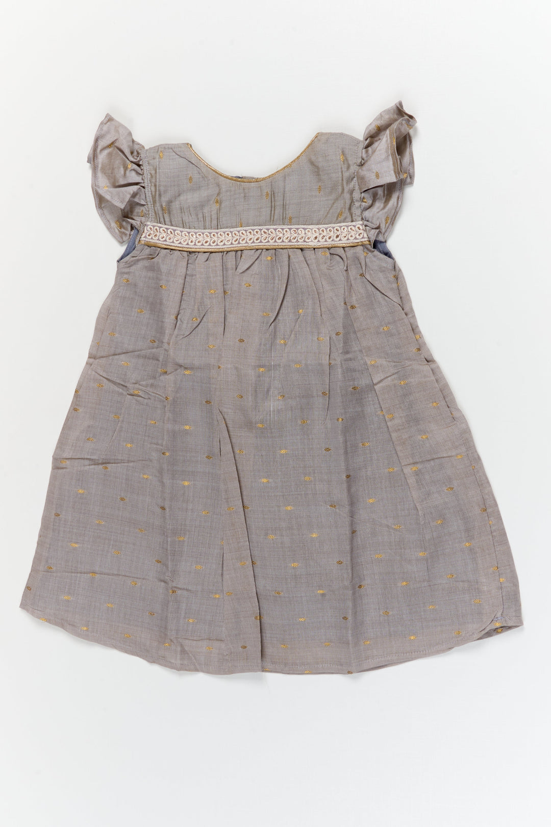 The Nesavu Girls Cotton Frock Toddler Girl Silk Frock for Poojas and Cultural Functions Nesavu 18 (2Y) / Half white / Viscose Silk GFC2100A-18 Nesavu toddler girl viscose silk frock with butti design for poojas and festive events