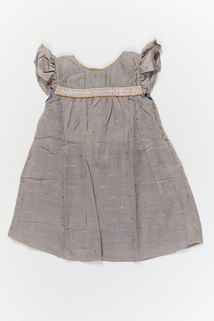 The Nesavu Girls Cotton Frock Toddler Girl Silk Frock for Poojas and Cultural Functions Nesavu 18 (2Y) / Half white / Viscose Silk GFC2100A-18 Nesavu toddler girl viscose silk frock with butti design for poojas and festive events