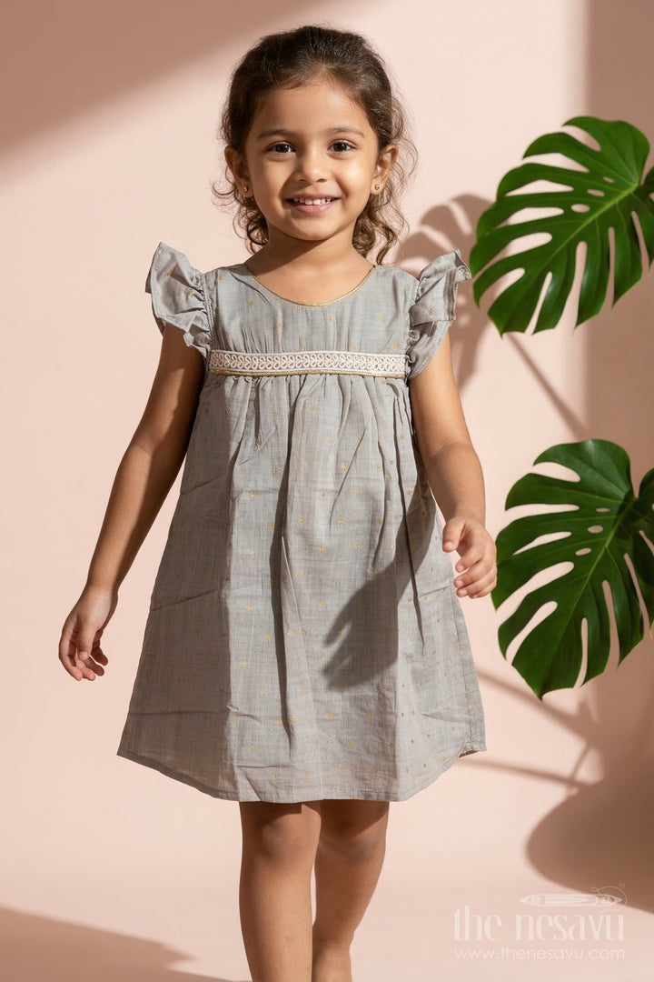 The Nesavu Girls Cotton Frock Toddler Girl Silk Frock for Poojas and Cultural Functions Nesavu 18 (2Y) / Half white / Viscose Silk GFC2100A-18 Nesavu toddler girl viscose silk frock with butti design for poojas and festive events