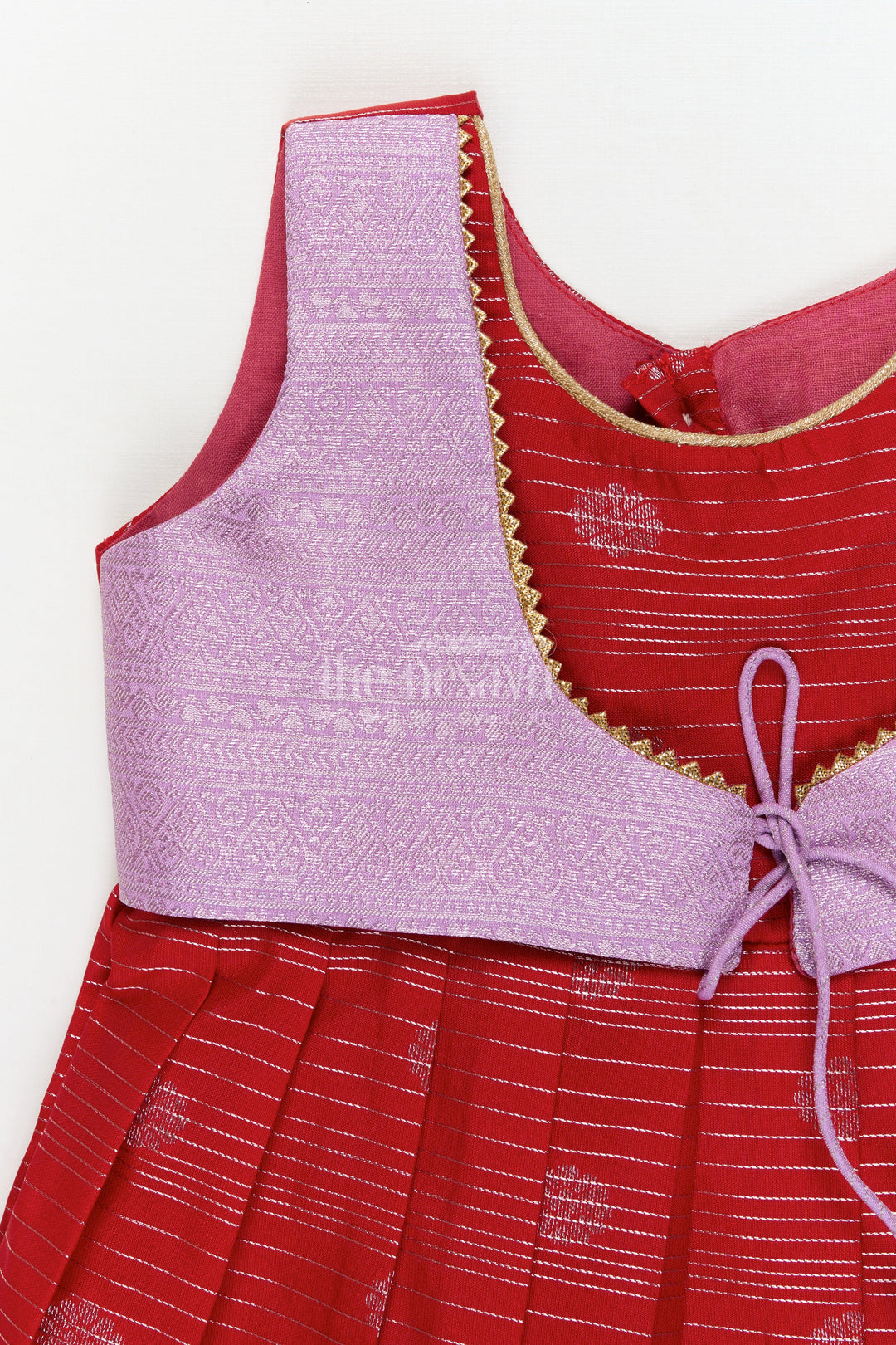 The Nesavu Girls Kanchi Silk Frock Toddler Girl Silk Frock with Dharmavaram Saree Inspired Design for Weddings and Rituals Nesavu Nesavu toddler girl silk frock with Dharmavaram saree style zari borders for weddings and temple visits