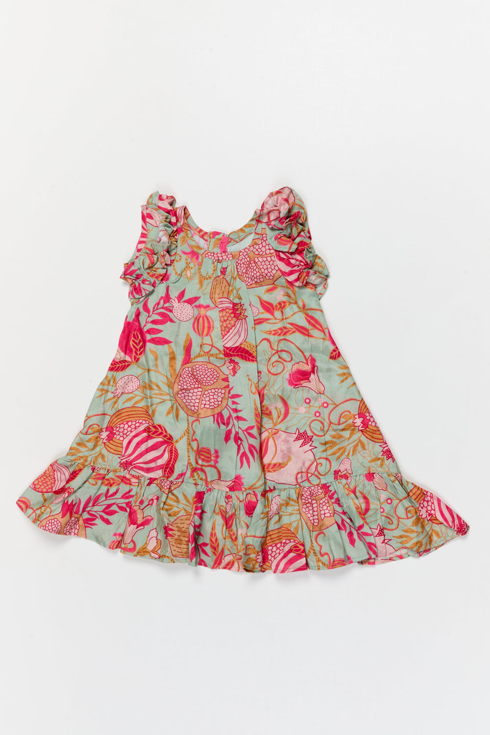 The Nesavu Girls Cotton Frock Toddler Girl Viscose Silk Frock with Floral Print for Casual Festive Moments Nesavu 10 (NB) / Multicolor / Viscose Silk GFC2088A-10 Nesavu toddler girl viscose silk frock with digital floral print for festive and casual occasions