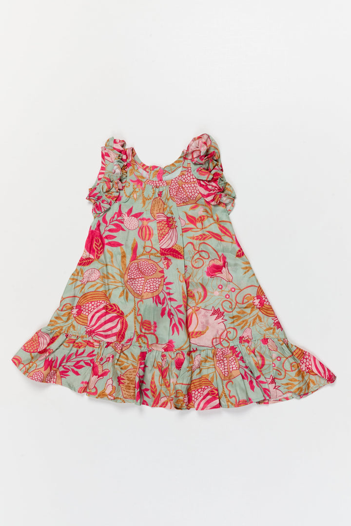 The Nesavu Girls Cotton Frock Toddler Girl Viscose Silk Frock with Floral Print for Casual Festive Moments Nesavu 10 (NB) / Multicolor / Viscose Silk GFC2088A-10 Nesavu toddler girl viscose silk frock with digital floral print for festive and casual occasions