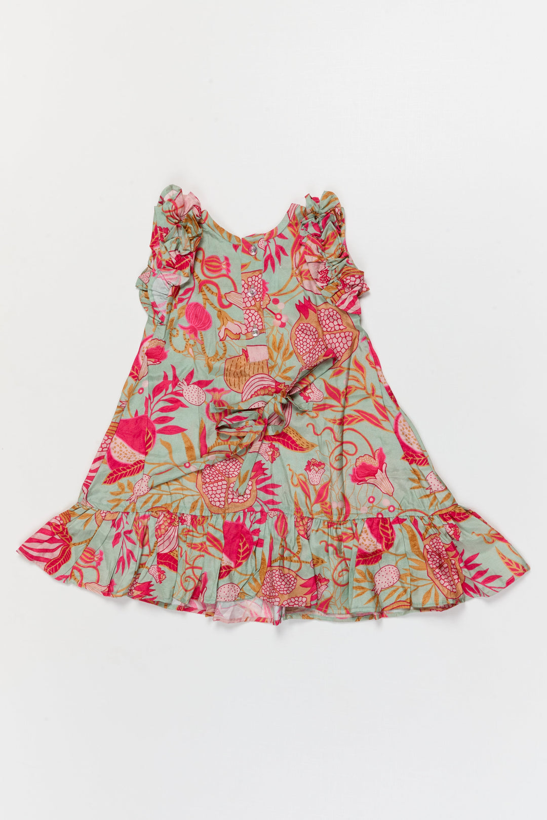 The Nesavu Girls Cotton Frock Toddler Girl Viscose Silk Frock with Floral Print for Casual Festive Moments Nesavu Nesavu toddler girl viscose silk frock with digital floral print for festive and casual occasions