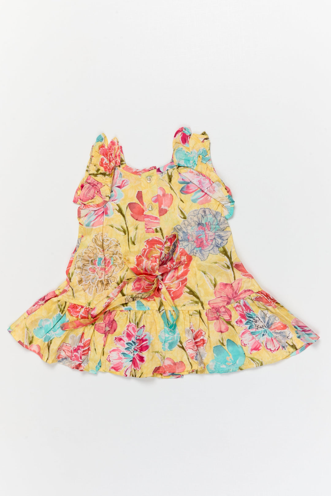 The Nesavu Girls Cotton Frock Toddler Girl Viscose Silk Frock with Floral Print for Festive Outings Nesavu Nesavu toddler girl viscose silk frock with digital floral print for birthdays and festive days