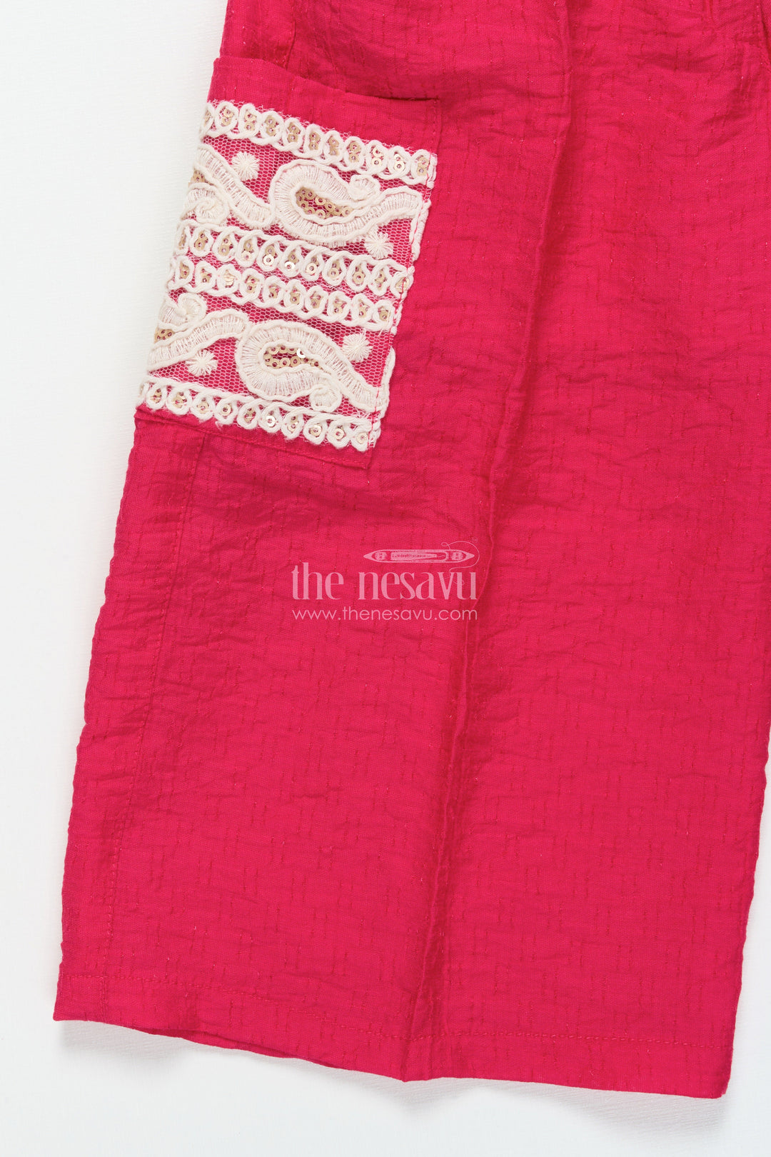 The Nesavu Girls Co-Ord Sets Toddler Girls Co-Ord Set with Thread Embroidery for Festive Occasions Nesavu Nesavu toddler girls co-ord set thread embroidery ethnic day celebrations