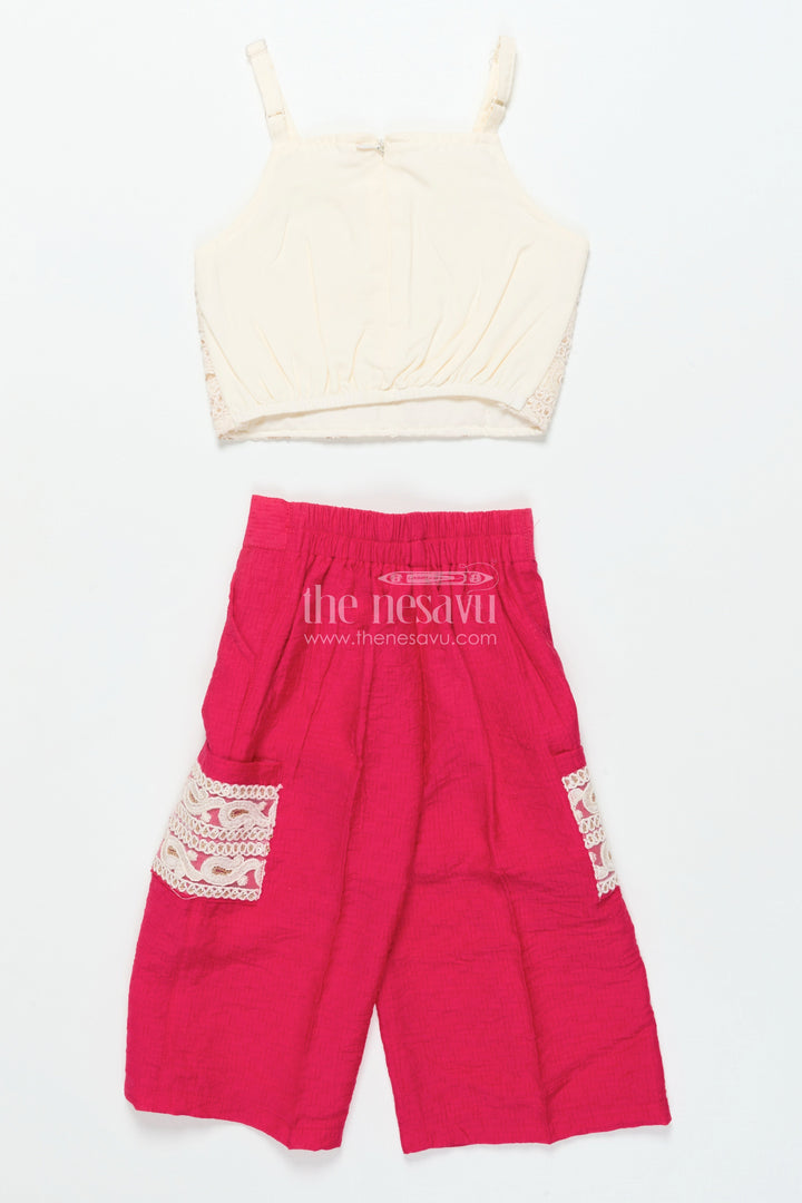 The Nesavu Girls Co-Ord Sets Toddler Girls Co-Ord Set with Thread Embroidery for Festive Occasions Nesavu Nesavu toddler girls co-ord set thread embroidery ethnic day celebrations