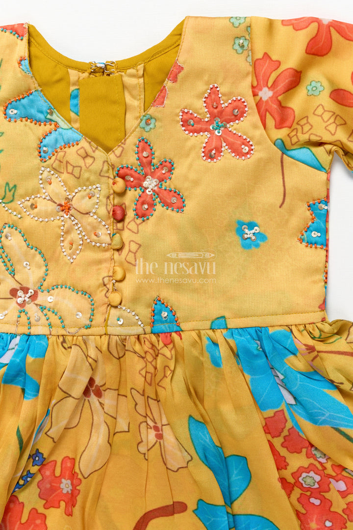 The Nesavu Girls Sharara / Plazo Set Toddler Girls Floral Sharara Set for Birthdays and Playful Festive Days Nesavu Nesavu toddler girl floral printed sharara set embroidered top birthdays ethnic days