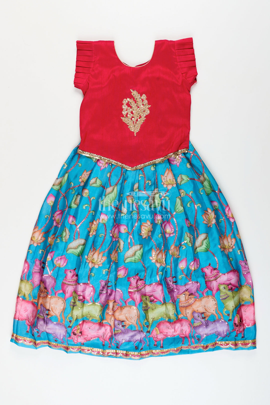 The Nesavu Pattu Pavadai Toddler Pattu Pavadai for Weddings and Traditional Functions Nesavu 18 (2Y) / Pink GPP322B-18 Nesavu toddler pattu pavadai traditional weddings Banaras silk embellished yoke