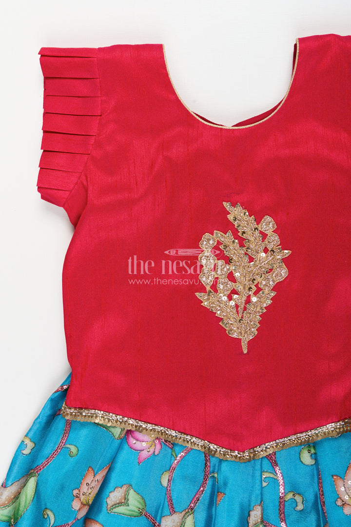 The Nesavu Pattu Pavadai Toddler Pattu Pavadai for Weddings and Traditional Functions Nesavu Nesavu toddler pattu pavadai traditional weddings Banaras silk embellished yoke