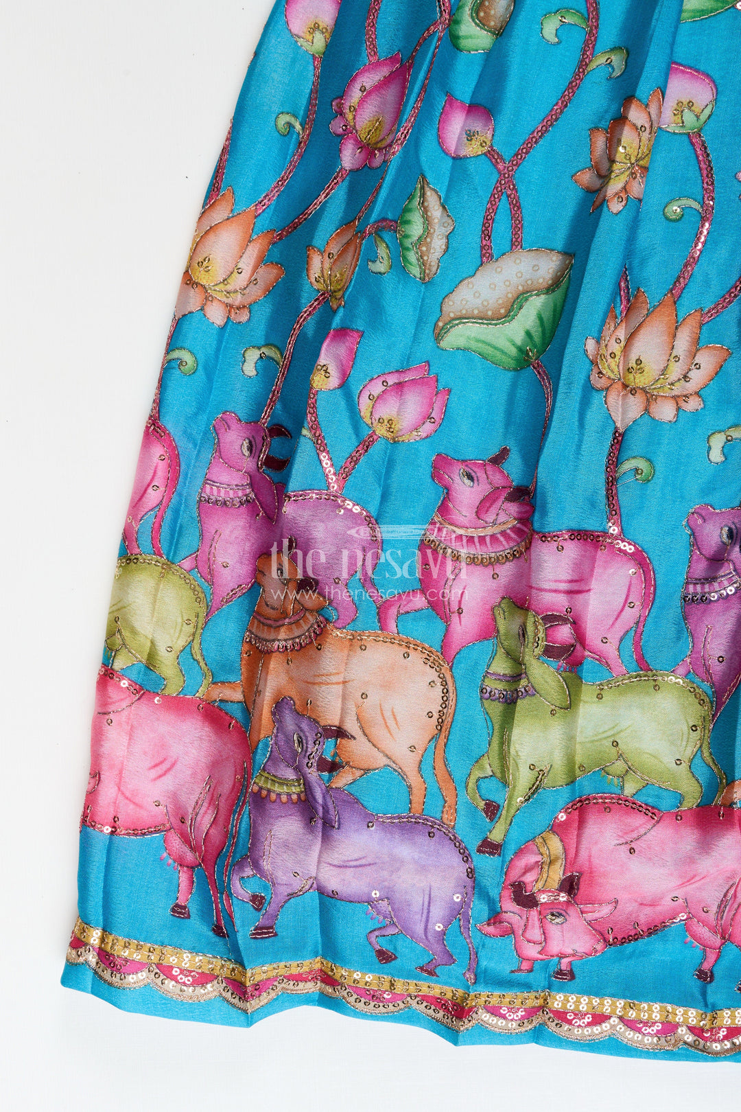 The Nesavu Pattu Pavadai Toddler Pattu Pavadai for Weddings and Traditional Functions Nesavu Nesavu toddler pattu pavadai traditional weddings Banaras silk embellished yoke