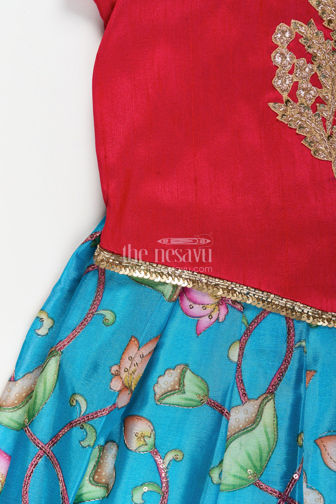 The Nesavu Pattu Pavadai Toddler Pattu Pavadai for Weddings and Traditional Functions Nesavu Nesavu toddler pattu pavadai traditional weddings Banaras silk embellished yoke