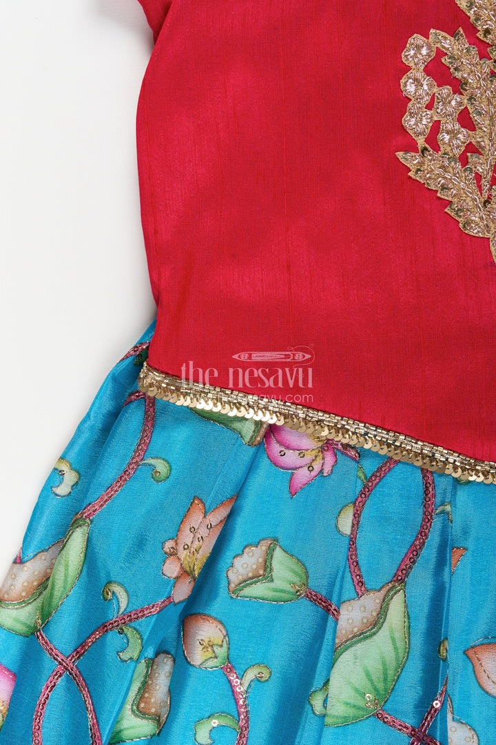 The Nesavu Pattu Pavadai Toddler Pattu Pavadai for Weddings and Traditional Functions Nesavu Nesavu toddler pattu pavadai traditional weddings Banaras silk embellished yoke