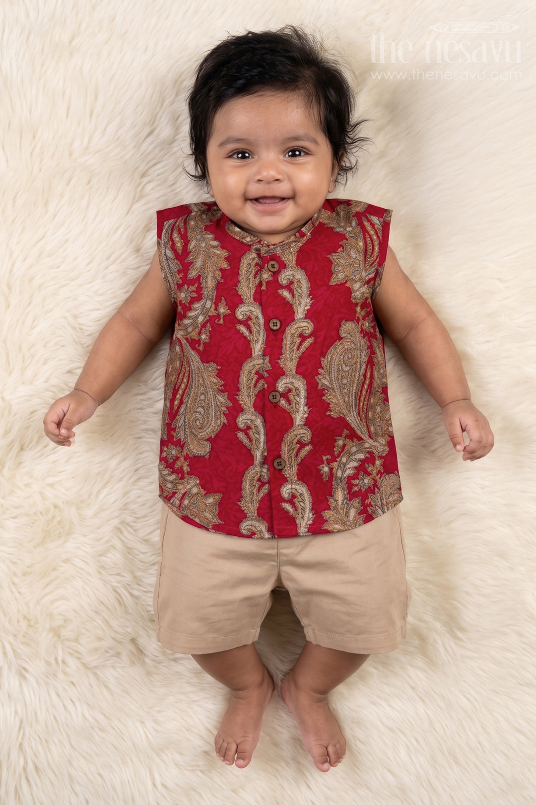 The Nesavu Baby Jablas Traditional Baby Jabla Top for Special Days and Comfy Dressing Nesavu 10 (NB) / Pink / Viscose Silk IF042B-10 Nesavu traditional modal silk baby jabla with metallic print – ideal for poojas and festive days