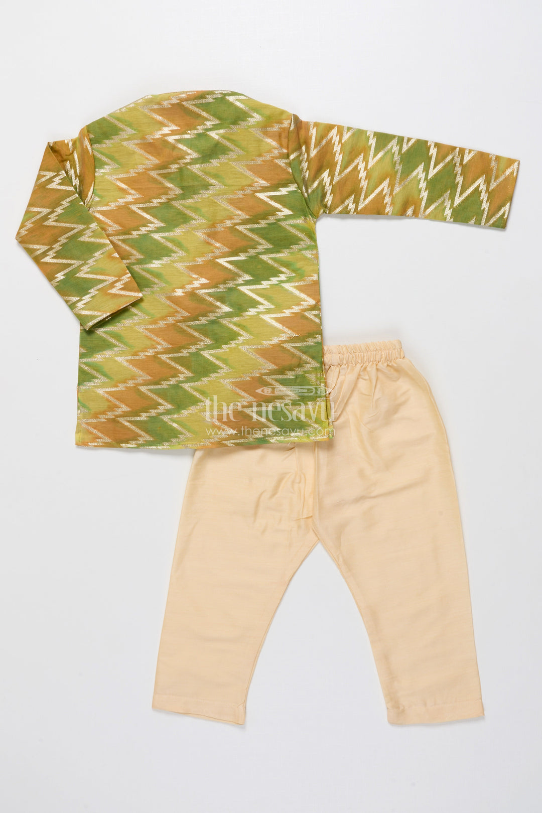 The Nesavu Boys Kurtha Set Traditional Banarasi Weave Boys Kurta Set for Cultural and Festive Wear Nesavu Nesavu boys kurta set traditional Banarasi weave perfect weddings school ethnic days