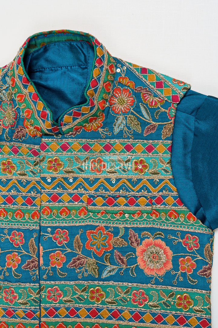 The Nesavu Boys Jacket Sets Traditional Boys Jacket Kurta Set for Festivals and Events Nesavu Nesavu boys traditional jacket kurta set embroidery weddings ethnic wear